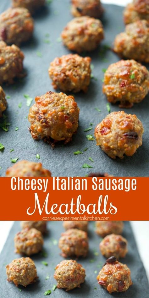 These Cheesy Italian Sausage Meatballs made with sun dried tomatoes, fresh basil, mozzarella and Pecorino Romano cheese is sure to please the game day snacker in your family.   #appetizer #snack #sausage #gameday Cheesy Italian Sausage, Italian Sausage Meatballs, Sausage Appetizers, Basil Mozzarella, Sausage Meatballs, Pecorino Romano Cheese, Pecorino Romano, Romano Cheese, Meat Appetizers