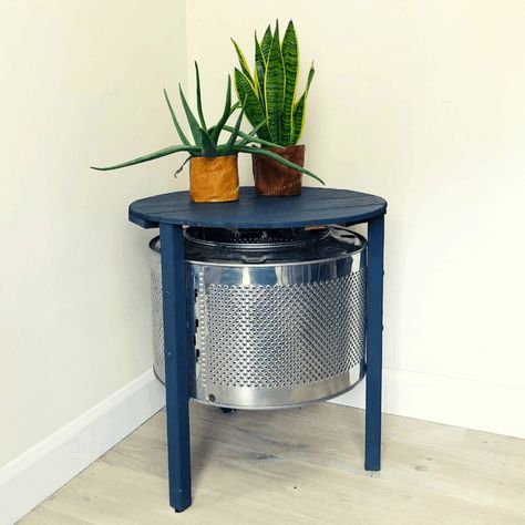 DIY Coffee Table made with an upcycle washing machine drum Repurposed Items Upcycling, Repurposed Coffee Table, Updating Furniture, Coffee Table Upcycle, Restoration Furniture, Diy Drum, Garden Rocking Chair, Repurposed Metal, Hometalk Diy