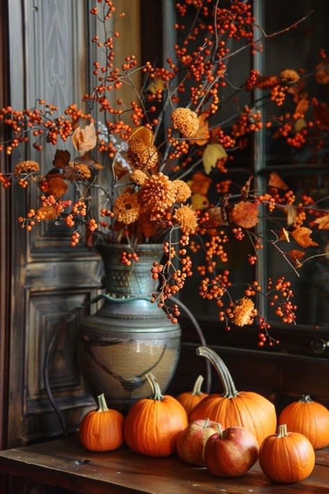 Fall Tray Decor, Diy Fall Decor Ideas, Moody Autumn, Cozy Up Your Home, Fall Container Gardens, Diy Fall Decor, Pumpkin Arrangements, Random Products, Fall Decorating Ideas