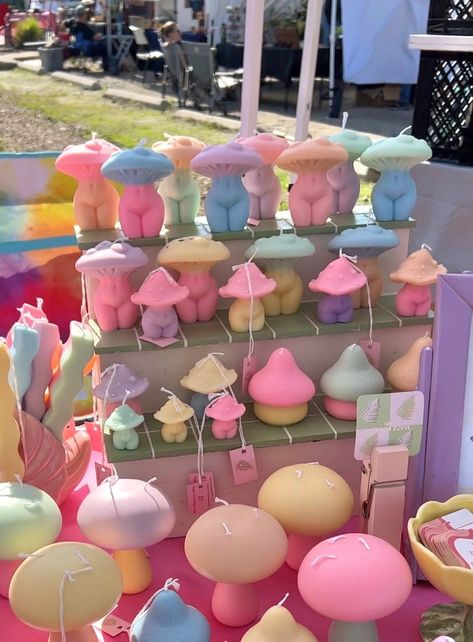 Handmade Medium “Mushroom Girly” Aesthetic Candle, Curvy Mushroom Goddess Woman/Female Form Shaped Candle, Cute Pastel Sculptural Candle Mushroom Goddess, Candle Board, Candle Girl, Aesthetic Candle, Candle Obsession, Homemade Scented Candles, Sweet Candles, Goddess Aesthetic, Quick And Easy Crafts