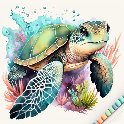 Sea Turtle Artwork, Watercolor Turtle, Sea Turtle Drawing, Turtle Clipart, Sea Turtle Pictures, Sea Turtle Watercolor, Sea Turtle Tattoo, Turtle Tattoo Designs, Turtle Watercolor