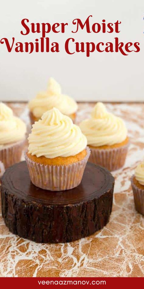 Light and moist vanilla cupcakes Moist Vanilla Cupcakes With Oil, Best Moist Vanilla Cupcakes, Super Moist Vanilla Cupcakes, The Best Vanilla Cupcakes, Bakery Style Vanilla Cupcakes, Quick And Easy Cupcake Recipes, Cupcakes With Cake Flour, Vanilla Cupcakes Moist, Homemade Cupcakes From Scratch