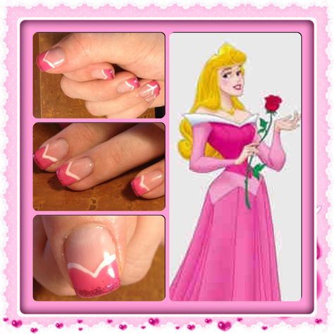 Aurora nails Sleeping Beauty Nails Acrylic, Sleeping Beauty Inspired Nails, Aurora Sleeping Beauty Nails, Princess Aurora Nails, Princess Inspired Nails, Sleeping Beauty Nails, Sleeping Beauty Jewelry, Disney Princess Nail Art, Pink Nail Art Ideas