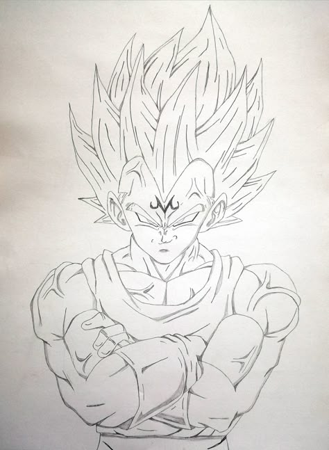 Majin Vegeta Sketch, Majin Vegeta Art, Vegeta Drawing Sketch, Majin Vegeta Drawing, Vegeta Drawings, Majin Tattoo, Vegeta M, Goku Art Drawings, Vegeta Sketch