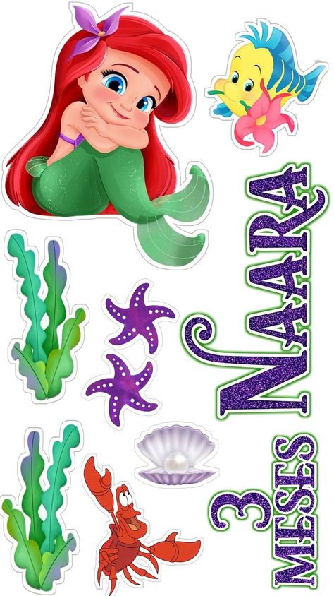 Fotos De Indianacrearte Em Toppers Em 2021 E97 Ariel Bebe, Ariel Cake Toppers, Little Mermaid Cake Topper, Ariel Baby, Mermaid Theme Birthday Party, Mermaid Birthday Cakes, Minnie Mouse Images, Creative Origami, Ariel Birthday