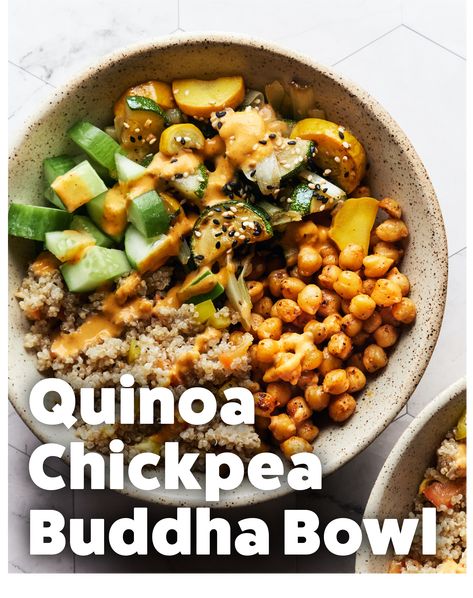 Tahini Quinoa Bowl, Chickpea Zucchini Recipes, Zucchini Bowls, Zucchini Bowl Recipes, Zucchini Bowl, Vegan Quinoa Bowl, Squash Zucchini Recipes, Vegan Zucchini Recipes, Vegetarian Bowls