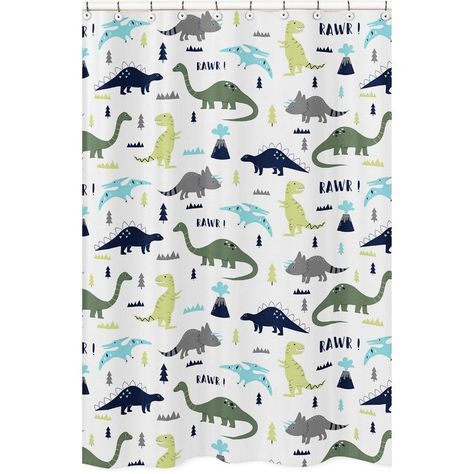 default_name Easy Bathroom Makeover, Dinosaur Bedding, Dinosaur Bedroom, Kids Shower Curtain, Stylish Curtains, Sweet Jojo Designs, Cool Curtains, Jojo Designs, Boys Bathroom