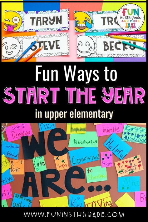 Are you looking for fun back to school activities for your upper elementary students? Today, I am sharing 5 back to school ideas that your fourth and fifth grade students will love. I share a fun bookmark activity, classroom game show activity, and writing activity. You can use these as part of your first week lesson plans or incorporate them into your first month of school lesson plans. These activities are great for adding in while you teach classroom routines, procedures and rules. Classroom Games Elementary, Third Grade Lesson Plans, Upper Elementary Art, Kindergarten First Week, 5th Grade Math Games, Upper Elementary Activities, 4th Grade Activities, 5th Grade Activities, Back To School Ideas