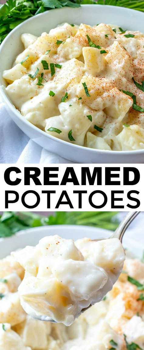 Old Fashioned Creamed New Potatoes, Creamed Potatoes Southern, Creamy Parsley Potatoes, Creamy Potatoes Side Dishes, Creamy Diced Potatoes, Creamy Boiled Potatoes, Creamed Red Potatoes, Creamy Small Potatoes Recipe, Creamy New Potatoes Recipes