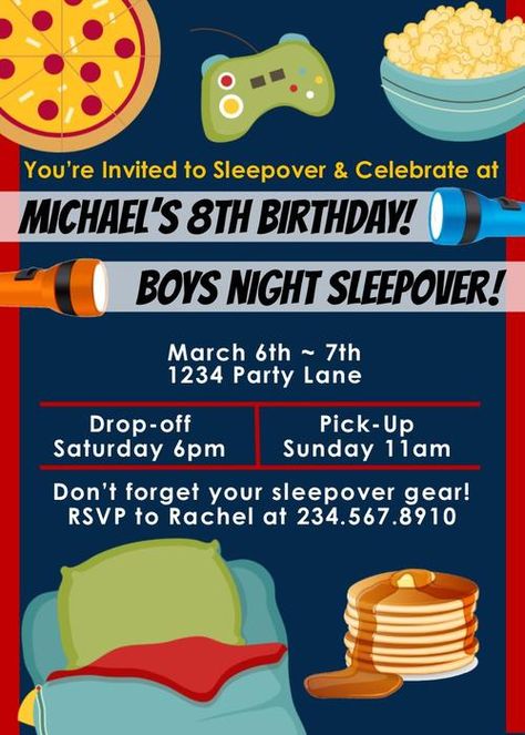 Boys Night Sleepover Invitation 2 Boys Birthday Sleepover Ideas, Boy Slumber Party Ideas, Boys Slumber Party Ideas, Boy Sleepover Party Ideas, Boy Sleepover Ideas, Slumber Party Ideas For Boys, Boys Sleepover Party Ideas, Boys Sleepover Ideas, Hotel Sleepover