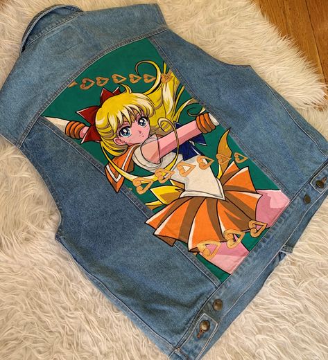 Fashion Design Classes, Stylish Leather Jacket, Denim Waistcoat, Custom Denim Jacket, Denim Art, Painted Jacket, Diy Jacket, Painted Jeans, Sailor Venus