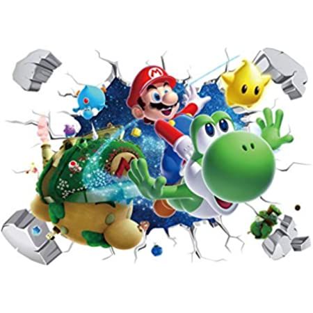 Official Super Mario Double Duvet Cover Design | Reversible Two Sided Mario & Luigi White Bedding Duvet Cover With Matching Pillow Case : Amazon.co.uk: Home & Kitchen Mario Jumping, Nordic Wall Decor, Bedroom Background, Kids Room Decals, Bedroom Murals, Cartoon Wall, Wall Stickers Bedroom, Mirror Wall Stickers, Kids Wall Decals