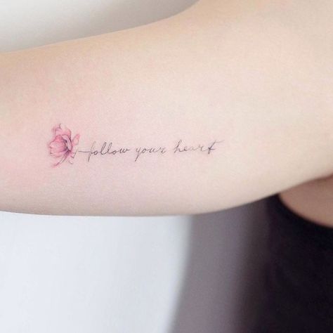 Follow Your Heart Tattoo Ideas, Follow Your Heart Tattoo, Hello Tattoo, Heart Tattoos With Names, Draw Flowers, Inspiration Tattoos, Girly Tattoos, Word Tattoos, Little Tattoos