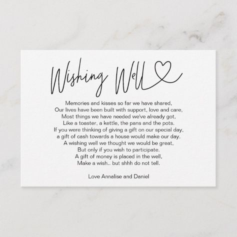 Wishing Well Poems, Wishing Well Wedding, How To Dress For A Wedding, Honeymoon Fund, Cinderella Wedding, Best Poems, Wedding Plan, Wedding Gowns Mermaid, Simple Invitation