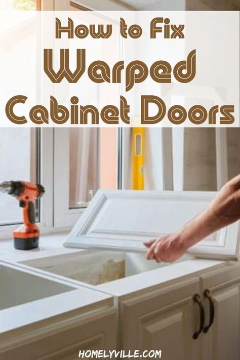 A warped cabinet door can be annoying to open or close. Fortunately, you can easily fix a warped cabinet door using basic tools.#howtofixwarpedcabinetdoor How To Fix Warped Wood, Knotty Pine Cabinets, Wood Cabinet Doors, Old Cabinet Doors, Redo Cabinets, Pine Cabinets, Bathroom Upgrade, Furniture Redos, Kitchen Cupboard Doors