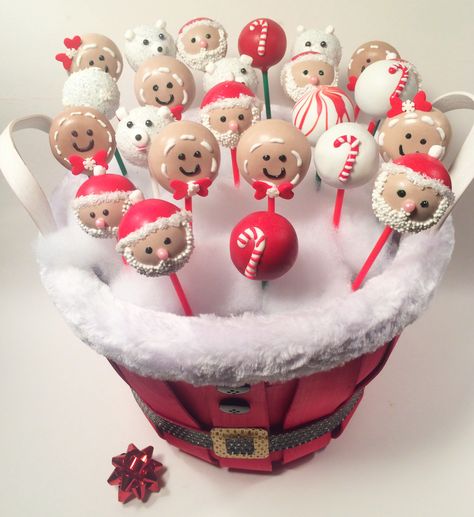 Santa basket of pops By blakers dozen Santa Cake Pops, Santa Basket, Santa Cake, Cake Pop Designs, Holiday Cakes, Cake Pop, Cakepops, Cake Pops, Cocoa