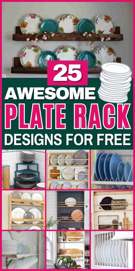 25 Practical DIY Plate Rack Designs for Organized Storage Platter Storage On Wall, Dinner Plate Storage Ideas, Open Shelving Plates, Diy Plate Rack Wall Display, Kitchen Plate Rack Ideas, Plate Stand Ideas, Plates Storage Ideas, Diy Plate Stand, Plate Rack Ideas