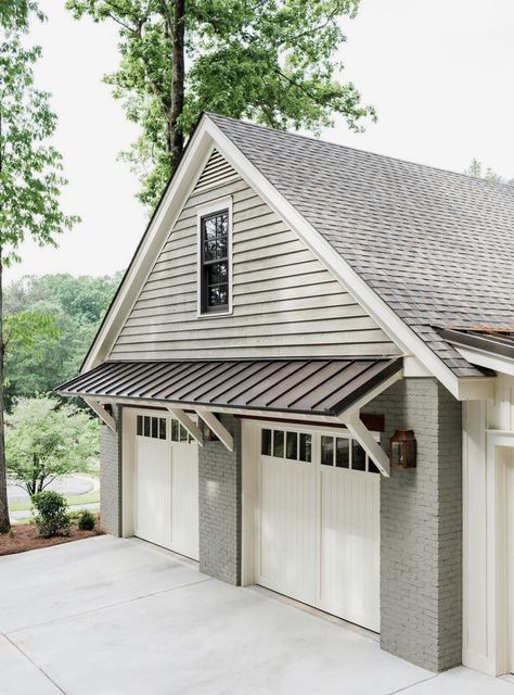 Garage Door Awning, Garage Awning, Garage Mudroom, Craftsman Garage, House Awnings, Garage Pergola, Door Awning, Garage Exterior, Garage Door Design