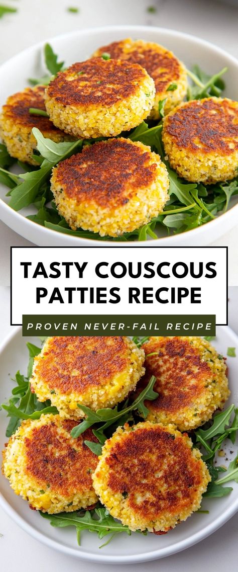 Image for Tasty Couscous Patties Recipe Couscous Meals, Couscous Patties, What Is Couscous, Pearl Couscous Recipes, Couscous Healthy, Couscous Dishes, Couscous Recipes, Patties Recipe, Light Lunch