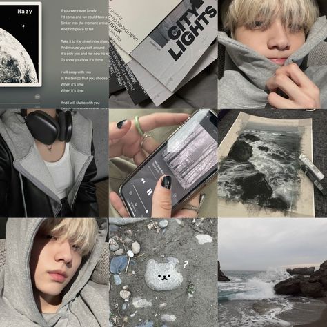 Gray Moodboard, Txt Moodboard, Grey Moodboard, Kpop Moodboard, Kpop Theme, Ig Feed Ideas, Rp Ideas, Txt Soobin, Gray Aesthetic