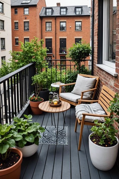 Tiny patio apartment balconies need love too! Discover 20 adorable tiny balcony decor ideas to maximize your small outdoor space and turn it into a cozy oasis. Click to get inspired and transform yours today! Outdoor Nook Ideas Small Spaces, Small City Balcony, Apartment Deck Ideas, Tiny Balcony Decor, Tiny Deck, Apartment Deck, Balcony Herb Gardens, Tiny Patio, Rustic Wood Bench