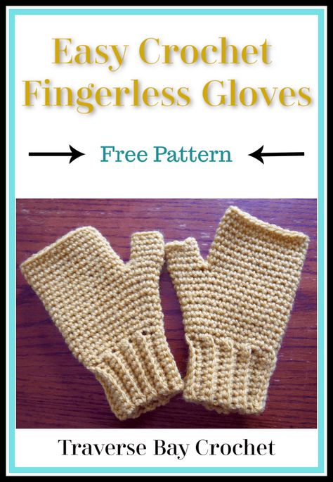 Simple Crochet Fingerless Gloves - Traversebaycrochet.com Fingerless Gloves Free Pattern, Easy Crochet Fingerless Gloves, Gloves Free Pattern, Crochet Fingerless Gloves Free Pattern, Fingerless Gloves Pattern, Crochet Hand Warmers, Crochet Mittens Free Pattern, Fingerless Gloves Crochet Pattern, Crochet Leg Warmers