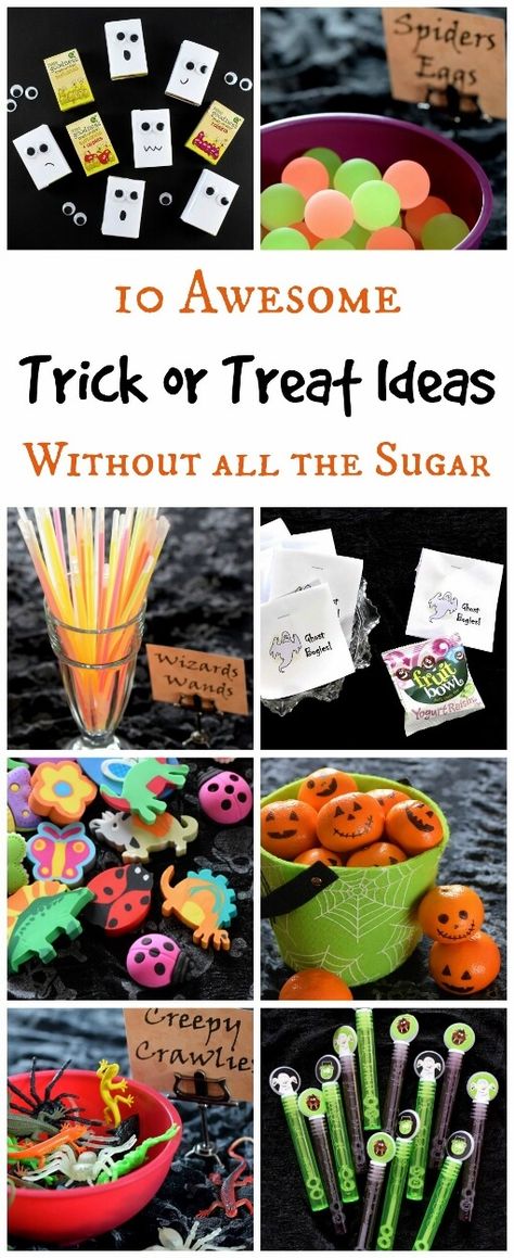 10 Alternative Trick or Treat Ideas for kids - fun and healthy ideas for Halloween without all the sugar from Eats Amazing UK Trick And Treat Ideas, Trick Ideas For Halloween, Trick Or Treat Ideas For Kids, School Trick Or Treat Ideas, Healthy Trick Or Treat Ideas, Office Trick Or Treat Ideas, Trick Or Treat Ideas To Hand Out, Halloween Trick Or Treat Ideas, Trunk Or Treat Decorating Ideas