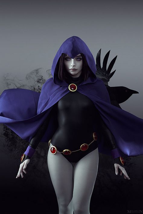 Raven from Teen Titans Cosplay Team Rocket Cosplay, Dc Raven, Riki Lecotey, Teen Titans Cosplay, Alodia Gosiengfiao, Raven Costume, Raven Cosplay, Costume Photography, Purple Cape