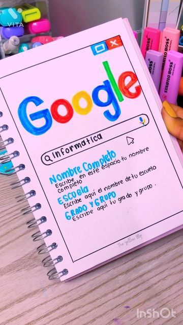 Ideas Caratulas, Google Ideas, Ideas Portadas, School Book Covers, Lettering Ideas, School Organization Notes, Stabilo Boss, Google Calendar, Acrylic Nails Coffin Short