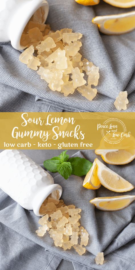 Keto Fruit Snacks, Homemade Fiber Gummies, Homemade Gummy Bears Healthy, Recipes With Gelatin, Sour Gummies Recipe, Sour Snacks, Lemon Gummies, Sugar Free Gummies, Healthy Candy Recipes