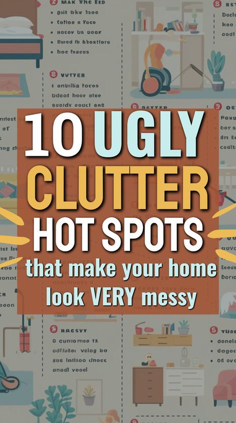 You work so hard to take care of your home and keep your rooms clean, clutter-free and organized, but did you know there are 10 Ugly Clutter Hot Spots That Make Your Home Look VERY Messy? Here's those clutter magnet areas and what to DO about them. Declutter Help, Decluttering Ideas Minimalism, Organizing House, Clean Clutter, House Is A Mess, Organize Life, Clutter Solutions, Clutter Control, Declutter Home