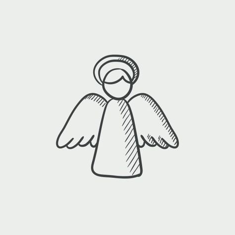 Cute Angel Drawing Easy, Angel Vector Art, Angel Doodle Simple, Angel Clipart Free Printable, Angel Silhouette Tattoo, Easy Angel Drawings, Simple Angel Drawing, Angel Doodle, Angel Black And White