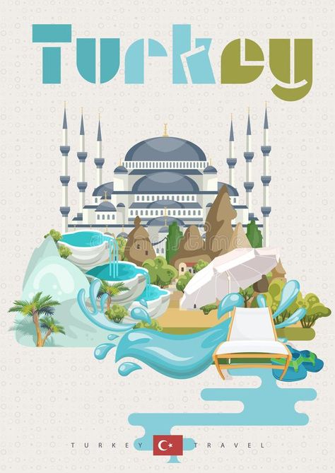 Travel Agency Poster, Diy Art Deco, Travel Agency Logo, Illustration Travel, Turkey Art, Flyer Design Layout, Online Logo Design, Art Deco Poster, Travel Wallpaper