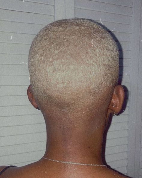 Blond Fade Black Women, Shave Head Black Women, Buzzcut Designs Black Women, Blonde Short Cut For Black Women, Buzz Cut On Black Women, Platinum Blonde Buzzcut Black Women, Blonde Haircut Black Women, Shaved Head Designs Black Women, Blonde Buzz Cut Black Women