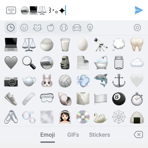 Acubi Emoji Combo, Blue And White Emoji Combos, White Emojis Aesthetic, Star Girl Emojis Combo, Y2k Emojis Combo, Emjio Combo, White Aesthetic Emojis, Black Emoji Combos, Black And White Emoji Combos