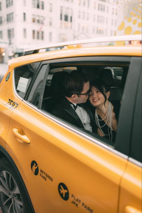 Nyc taxi engagement photoshoot Taxi Engagement Photo, Nyc Taxi, Nyc Engagement, Nyc Elopement, Yellow Taxi, Taxi Cab, Tuscany Wedding, Wedding Vibes, Taxi Driver