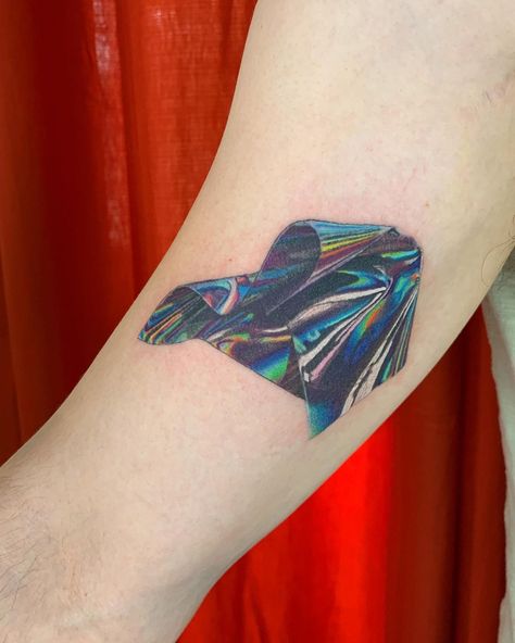 Healed Color Tattoo, Holographic Tattoo, Iridescent Tattoo Ink, Iridescent Tattoo, Hole Tattoo, Iridescent Cellophane, Seattle Tattoo, Stone Tattoo, Healing Tattoo