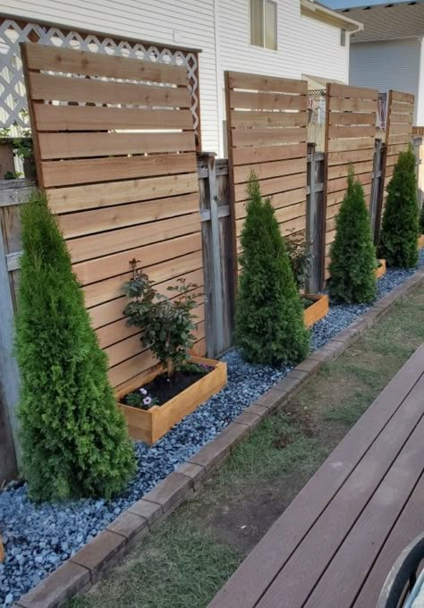 Privacy Wall, Fence Designs, Backyard Privacy, Backyard Remodel, Diy Backyard Landscaping, Deck Decorating Ideas, Back Yard Ideas, Backyard Inspiration, Backyard Diy