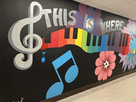 Stem Classroom Setup, Music Mural, Choir Room, Buddha Wall Decor, Mickey Mouse Crafts, Music Classroom Decor, معرض فني, St Luke, School Climate