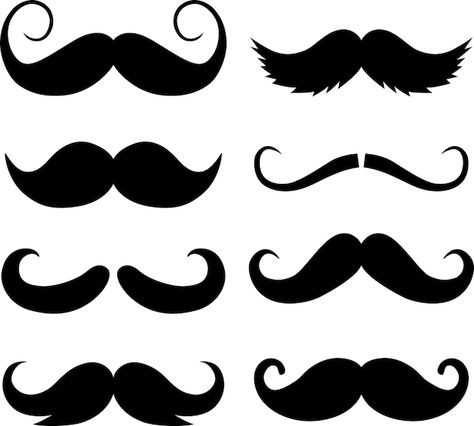 Black mustache templates of different st... | Premium Vector #Freepik #vector #beard-vector #beard #vintage-man #retro-man Mustache Diy, Mustache Clipart, Moustache Cake, Mustache Template, Mustache Logo, Mustache Art, Movember Mustache, Beard Vector, Ram Ji Photo