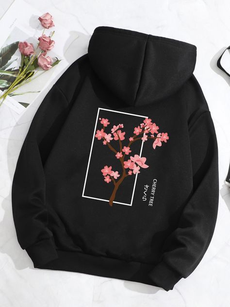 Floral Hoodie, Lined Hoodie, Formal Dresses For Women, Plus Size Kleidung, Printed Drawstring, Style Streetwear, Clothing Size Chart, Womens Clothing Sizes, Outfit Casual