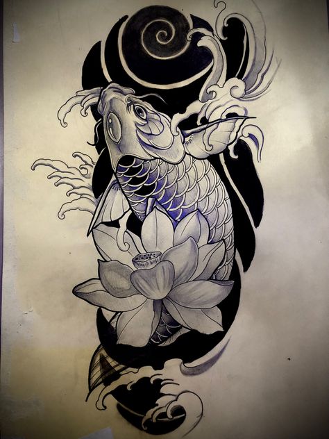 Pez koi ascendente blackwork tattoo. Irezumitattoo Koi Fish Tattoo Forearm, Pez Koi Tattoo, Tato Nama, Coy Fish Tattoos, Japanese Hand Tattoos, Japanese Koi Fish Tattoo, Tatoo 3d, Water Lily Tattoos, Geisha Tattoo Design