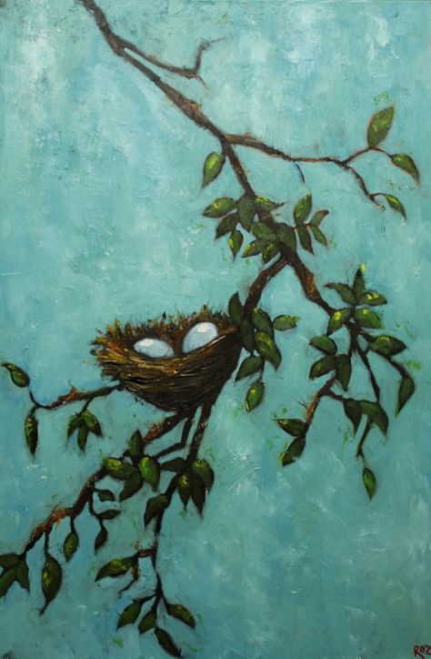 idea for mom/xmas Bird Nest Drawing, Nest Drawing, Bird Nest Painting, Drawing Trees, Bird Paintings, Music Ideas, Painting Painting, Tree Drawing, Painting Class