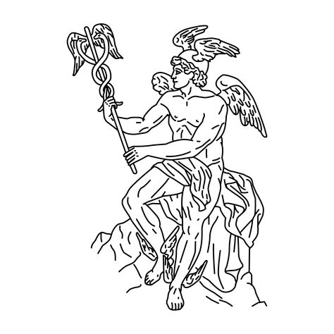 Hermes Tattoo Design, Religious Coloring Pages, Hermes Tattoo, Ship Tattoos, Nautical Tattoos, Angel Coloring Pages, St Matthew, One Word Tattoos, Occult Tattoo