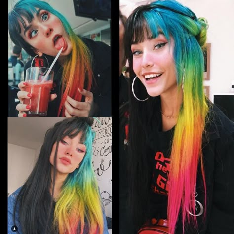 Colorful Split Dye, Long Colorful Hair, Hair Color Ideas Split Dye, Split Dye, Split Dyed Hair, Arctic Fox Hair Color, Split Hair, Short Hair Color, Colorful Hair