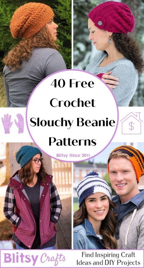 40 Free Slouchy Beanie Crochet Patterns (Hat Pattern) Slouchy Hat Pattern Crochet, Slouchy Beanie Crochet Pattern Free Slouch Hats, Easy Crochet Slouch Hat Pattern Free, Free Crochet Slouchy Beanie Pattern, Knit Slouchy Hat Pattern Free Slouch Beanie, Fast Crochet Beanie Free Pattern, Crochet Slouchy Hat Pattern, Free Crochet Hat Patterns For Women Winter Slouchy Beanie, Crochet Slouch Beanie Pattern Free