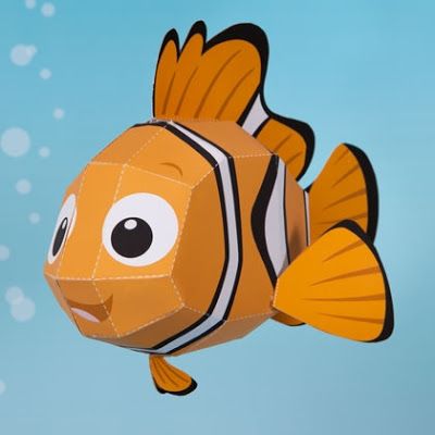 Official Disney Papercraft: Nemo | Tektonten Papercraft Finding Nemo Party, Nemo Party, Dory Nemo, 3d Templates, Papercraft Download, Paper Fish, Origami Fish, 3d Quilling, Kids Fishing