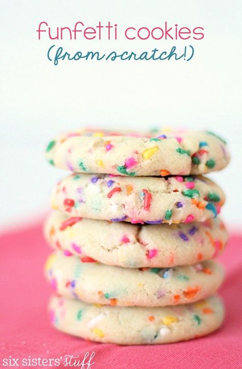 Funfetti Cookies Recipe (from scratch!) Cake Batter Cookies Recipe, Funfetti Cookie Recipe, Truffle Balls, Detox Baths, Cake Batter Cookies, Cookie Recipes From Scratch, Funfetti Cookies, Delicious Sweets, Baking Desserts