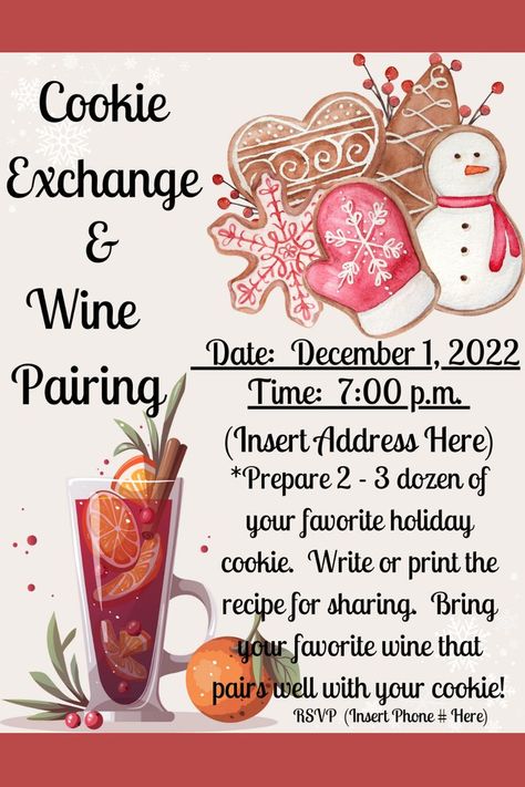 Host a party this year with a cookie exchange paired with wine!  Cookie recipes and suggested wines in this post to help with inspiration!  Enjoy the Christmas holidays with this fun idea! #Christmascookies #cookieexchange #cookieswap Hosting A Cookie Exchange Party, Cookie Exchange Party Ideas, Fun Cookie Recipes, Wine Pairing Party, Cookie Swap Party, Swap Party, Cookie Exchange Party, Christmas Gift Exchange, Christmas Cookie Exchange