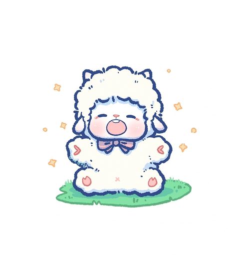 Lamb Doodle, Cute Sheep Drawing, Sheep Meme, Lamb Drawing, Sheep Drawing, Sheep Cartoon, Korean Illustration, Disney Character Drawings, Small Doodle